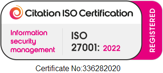 ISO 27001:2013 Registered - Certificate No:336282020